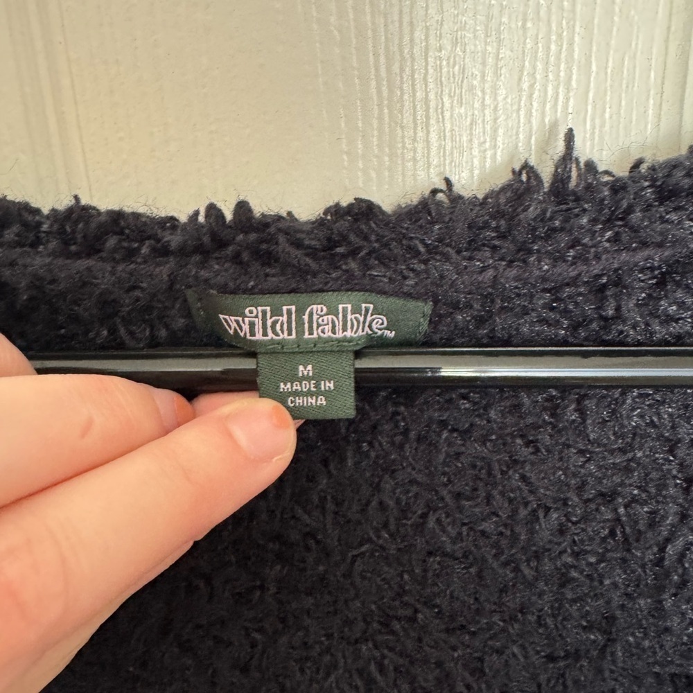 Navy Fuzzy Cardigan - Picture 2 of 5
